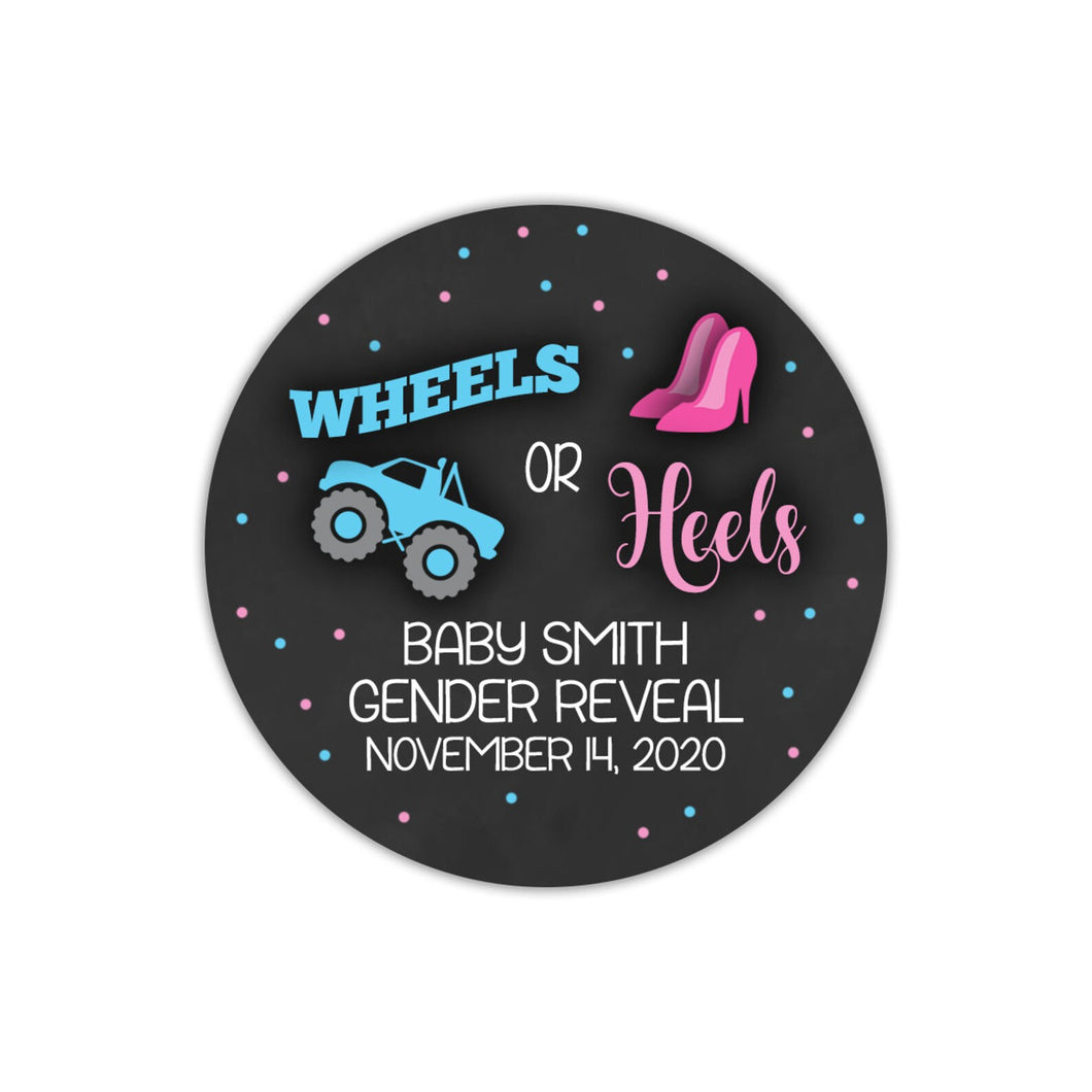 Wheels or Heels Gender Reveal Family
